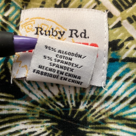 🌺Ruby RD Favorites Women’s Multicolor Tropical Short Sleeve top size large - Picture 5 of 6